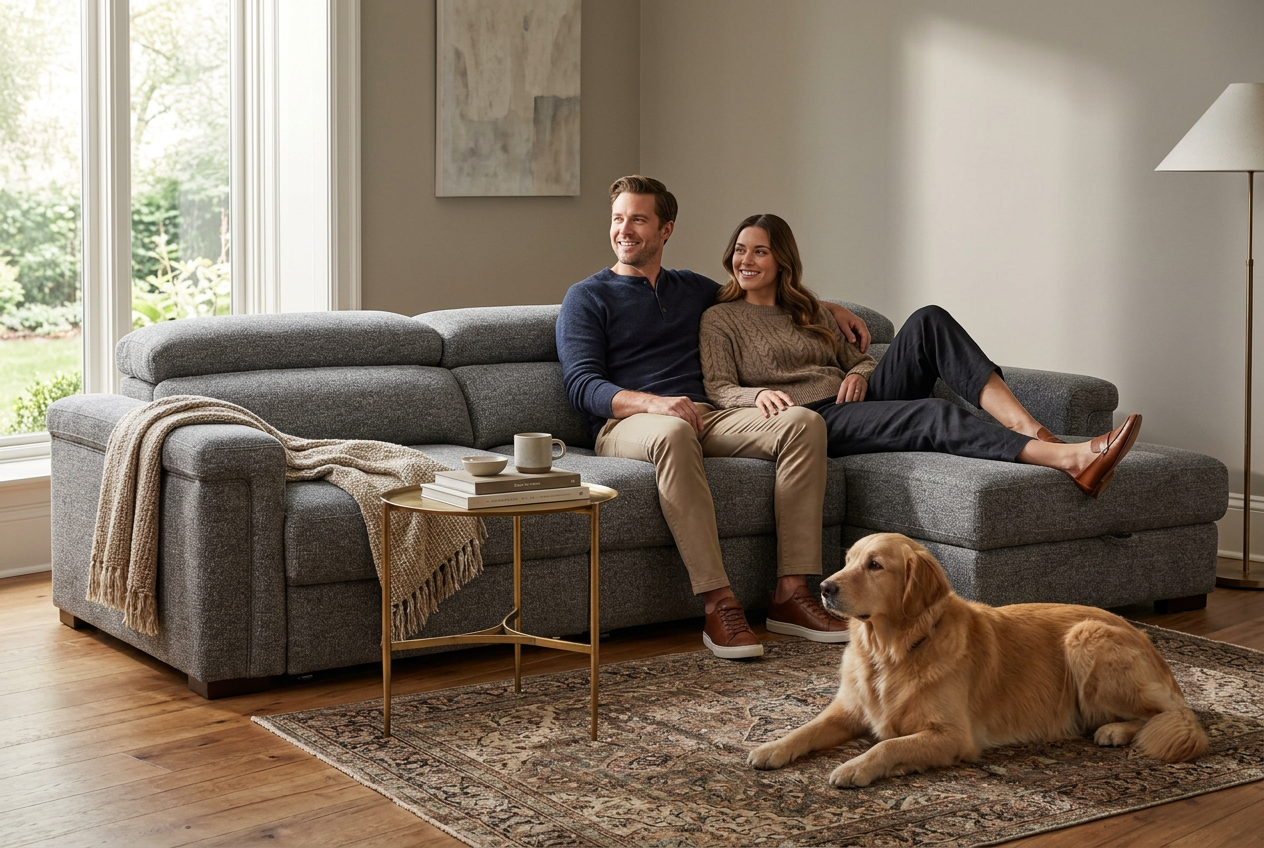 Lucious Gray Double Slider Power Sectional Sofa w/ Storage LAF Chaise