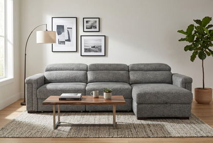 Lucious Gray Double Slider Power Sectional Sofa w/ Storage LAF Chaise