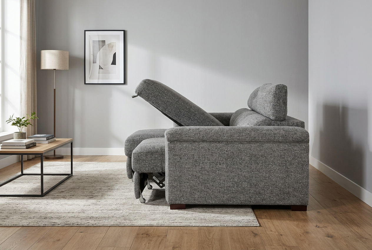 Lucious Gray Double Slider Power Sectional Sofa w/ Storage RAF Chaise