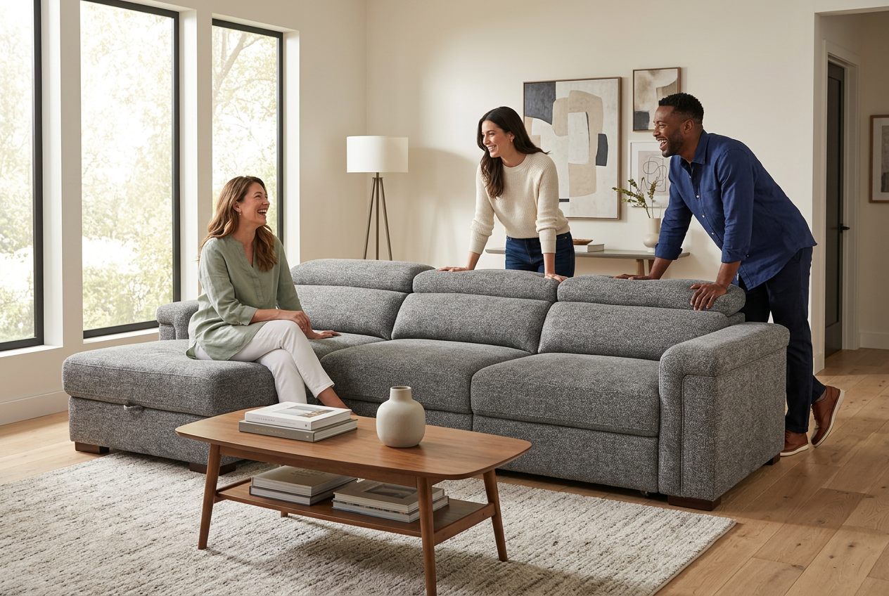 Lucious Gray Double Slider Power Sectional Sofa w/ Storage RAF Chaise