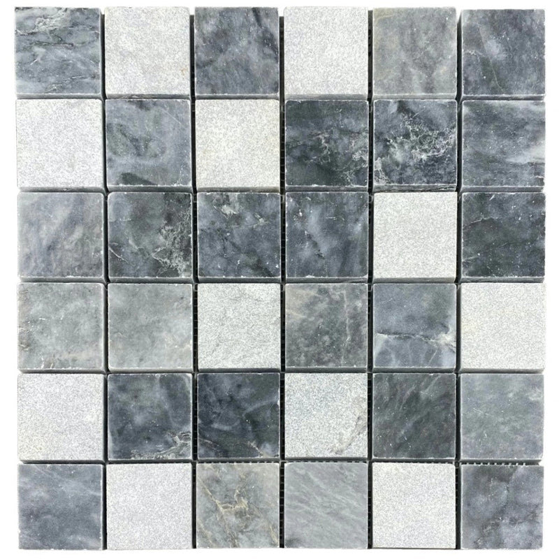 Luna Sky Marble 2"x2" Mixed Finish on 12" x 12" Mesh Mosaic Tile