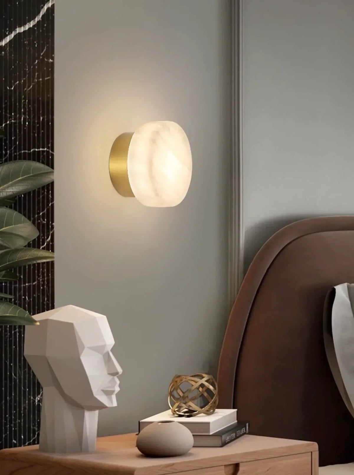 Disc Shaped Alabaster Wall Light