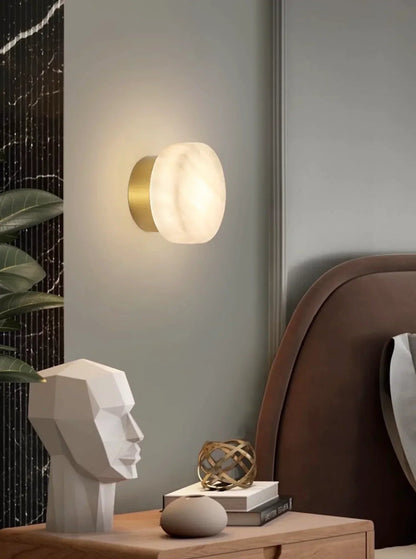 Disc Shaped Alabaster Wall Light