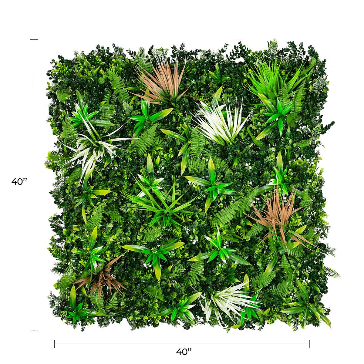 Wild Tropics Artificial Vertical Garden Green Wall Panel 40×40in 11 SQ FT – UV Resistant – Commercial Grade