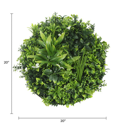 Artificial Green Wall Disc 20in – Black Frame – UV Resistant – Commercial Grade