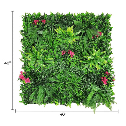 Pink Sensation Artificial Vertical Garden Green Wall Panel 40×40in 11 SQ FT – UV Resistant – Commercial Grade
