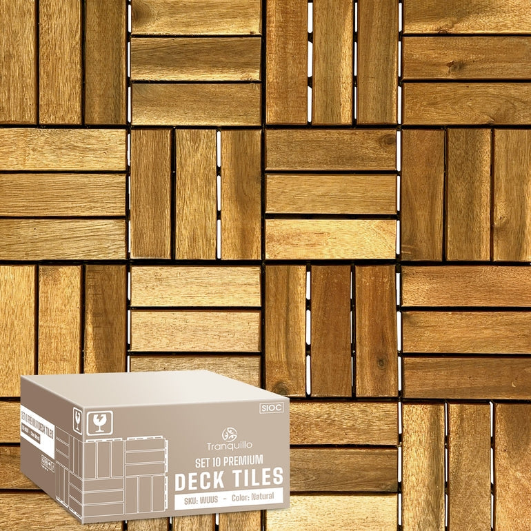 Tranquillo Solid Wood Premium Deck Tiles set 10 for Stylish Outdoor Spaces