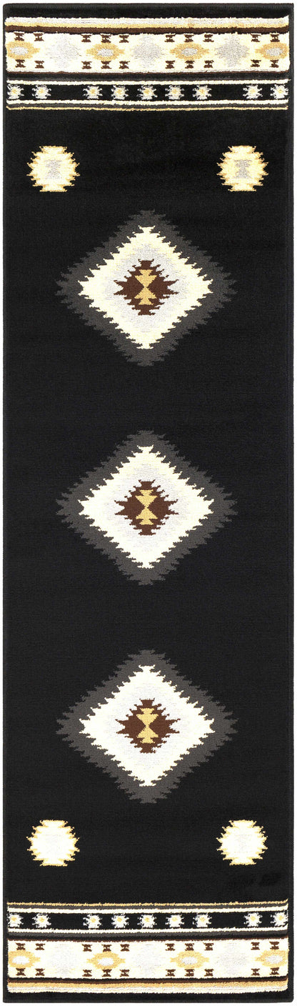 Buckhaven Black Southwestern Area Rug