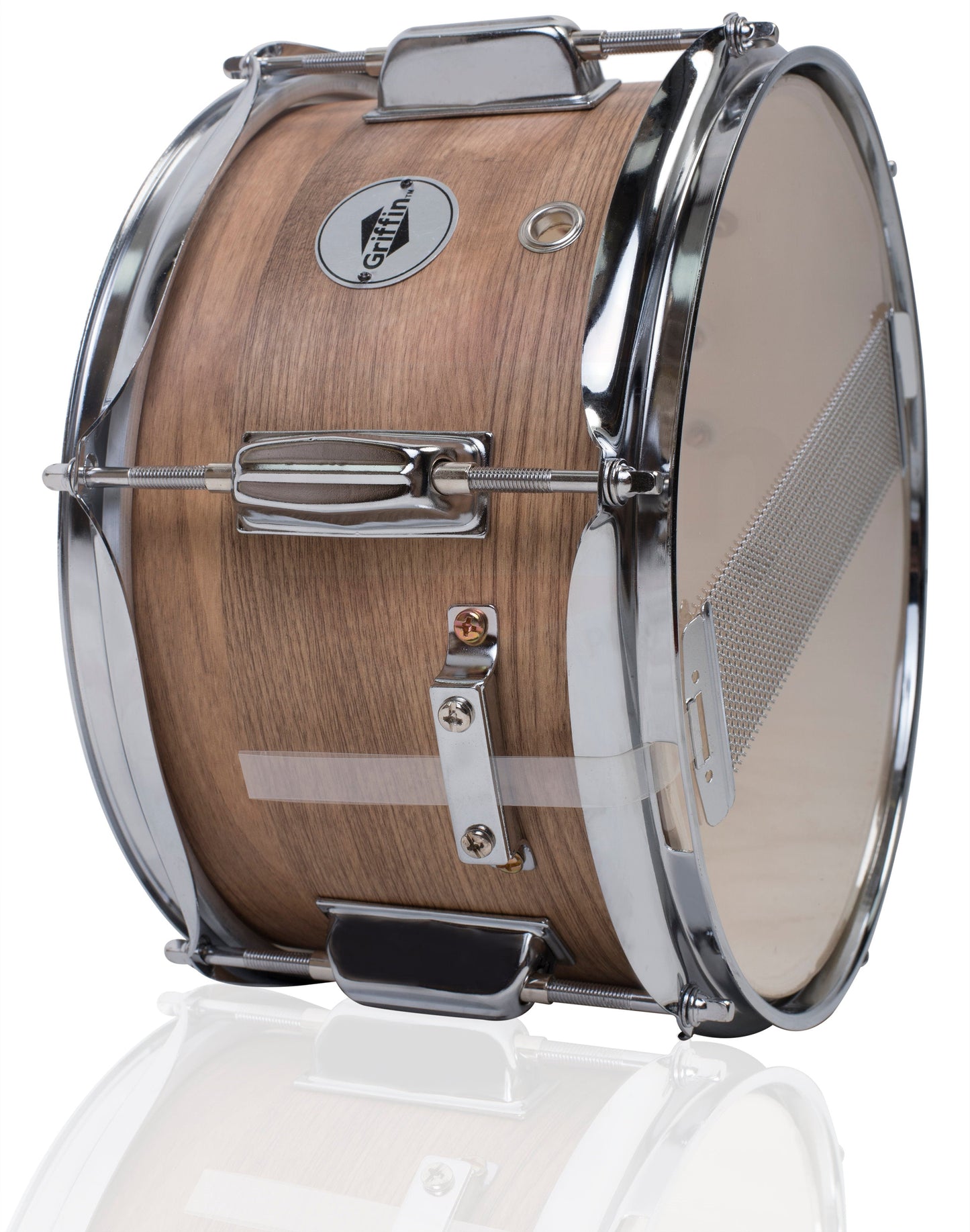 Popcorn Soprano Snare Drum by GRIFFIN - Acoustic Firecracker 10"x6" Poplar Wood Shell with Oakwood PVC - Mini Concert Marching Percussion Instrument