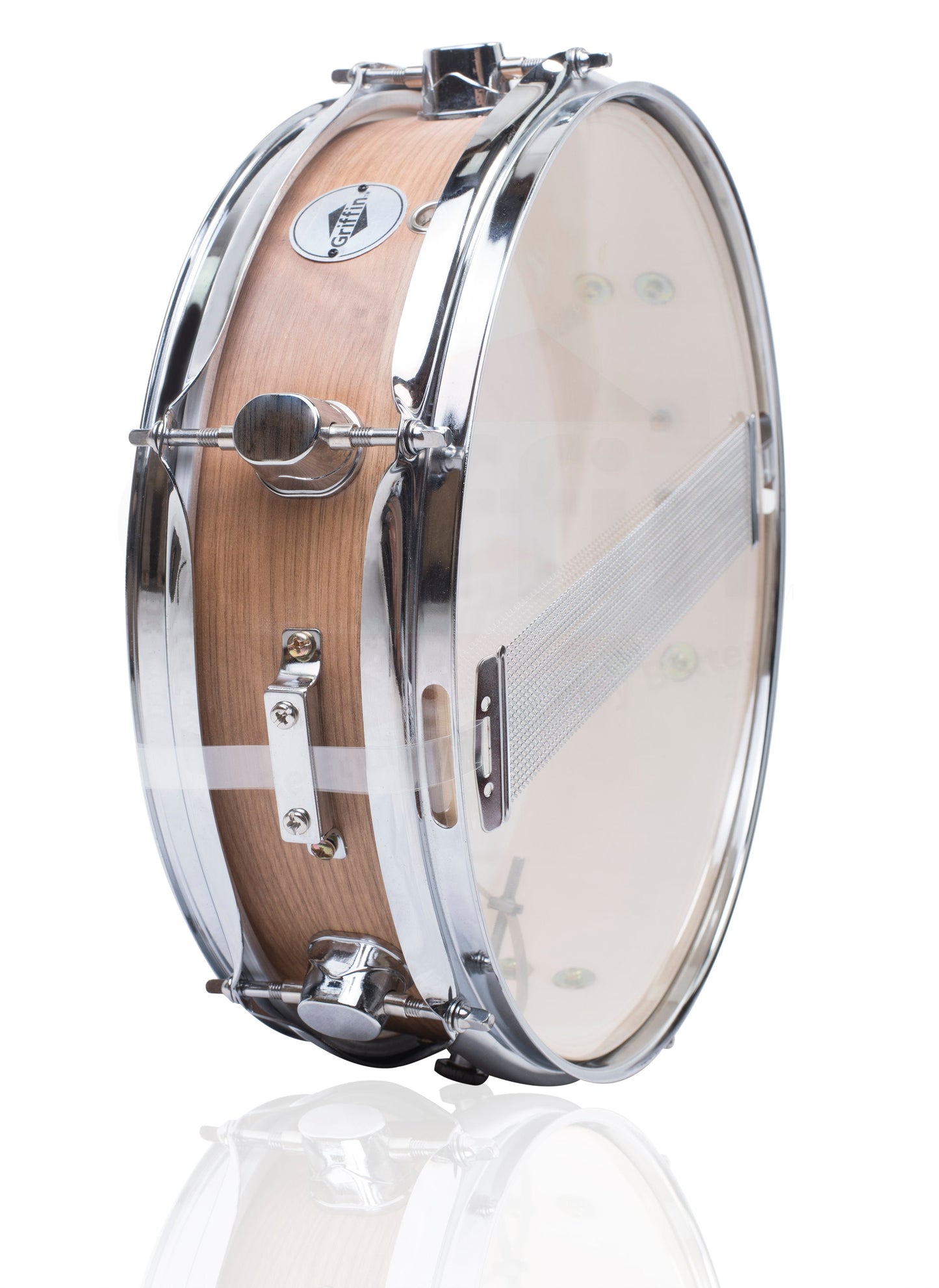 Piccolo Snare Drum 13" x 3.5" by GRIFFIN | 100% Poplar Shell with Oak Wood Finish & Coated Drum Head | Professional Marching Drummers Deluxe Percussion Instrument with Bright Tone & Brilliant Attack