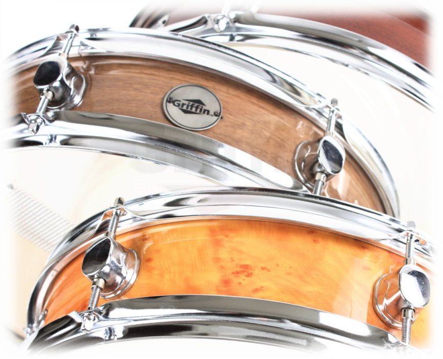 Piccolo Snare Drum 13" x 3.5" by GRIFFIN - 100% Poplar Wood Shell with Black Hickory Finish & Coated Drum Head - Drummers Deluxe Percussion