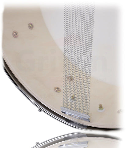 Oak Wood Snare Drum by GRIFFIN | PVC on Poplar Wood Shell 14" x 5.5" | Percussion Musical Instrument with Drummers Key for Students & Professionals|8 Tuning Lugs & Deluxe Snare Strainer