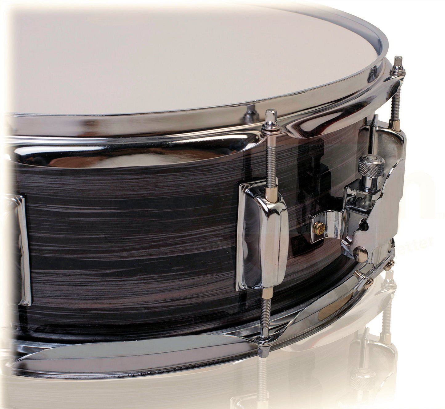 Deluxe Snare Drum by GRIFFIN | 14" x 5.5" Poplar Wood Shell with Zebra PVC Glossy Finish | Percussion Musical Instrument with Drummers Key for Students & Professionals | 8 Tuning Lugs & Snare Strainer