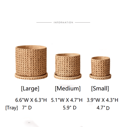 Faux Woven Grid Cement Pot