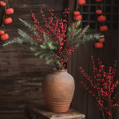 Faux Red Winterberry Stem