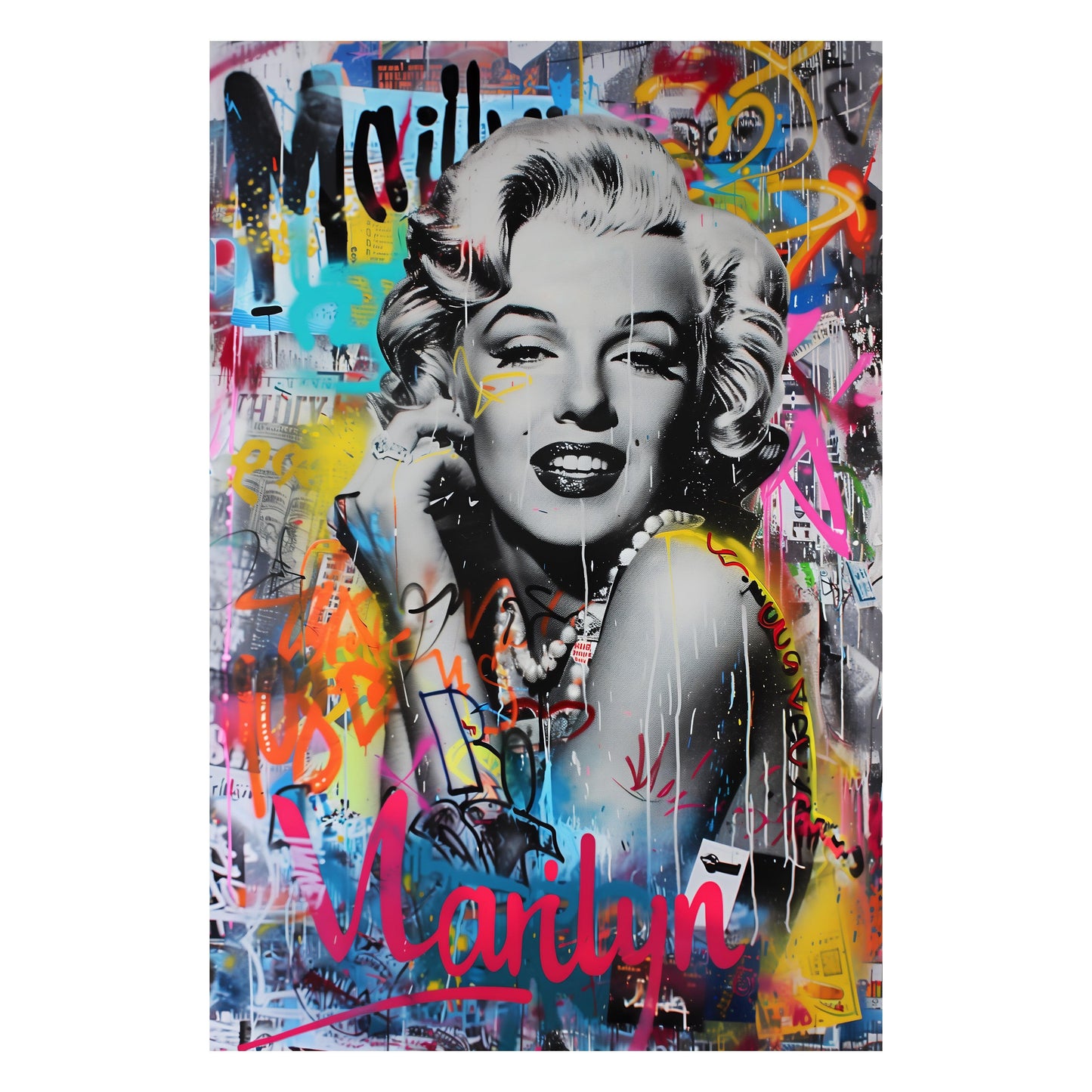 Marilyn Monroe Wallpaper Mural. Graffiti Art Mural. Colorful Pop Art. #6851