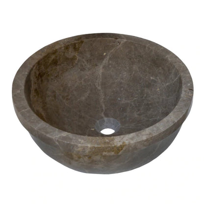 Maya Grey Marble Drop In Round Vessel Bathroom Sink 16 Inch Polished
