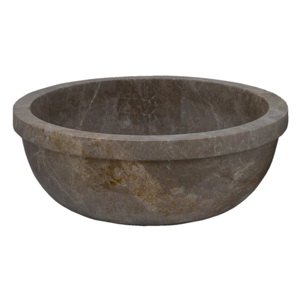 Maya Grey Marble Drop In Round Vessel Bathroom Sink 16 Inch Polished