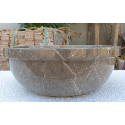 Maya Grey Marble Drop In Round Vessel Bathroom Sink 16 Inch Polished