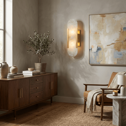 Melange Elongated Alabaster Wall Lamp