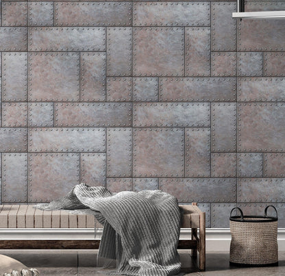 Modern Urban Wallpaper Decor. Metal Steel 3D Wall Mural. #6740