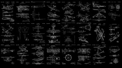 Aviation Wallpaper Mural. Featuring Military Jet and Airplane Patent Designs. #6732