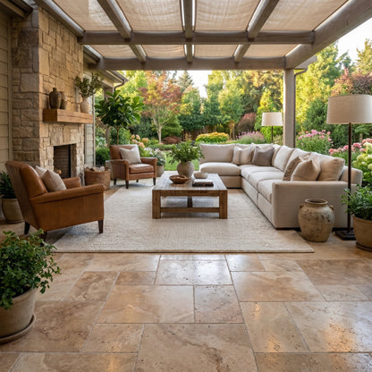 Mina Rustic Travertine Tumbled Pavers