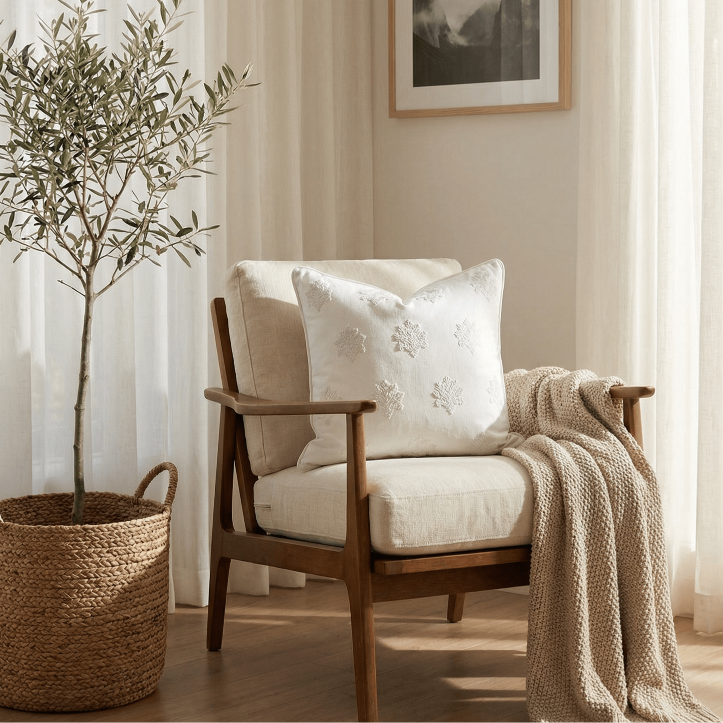 Arden Embroidered Pillow Cover | Natural