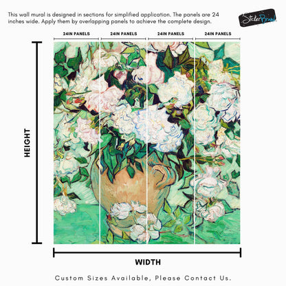 Vincent Van Gogh White Flowers in Vase Wall Mural. #6960