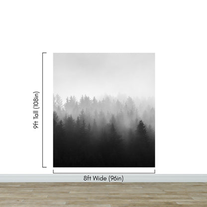 Black and White Misty Pine Forest Wallpaper. #6673