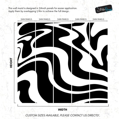 Black Swirly Line Wallpaper. Contemporary Art Decor. Modern Aesthetic. #6679