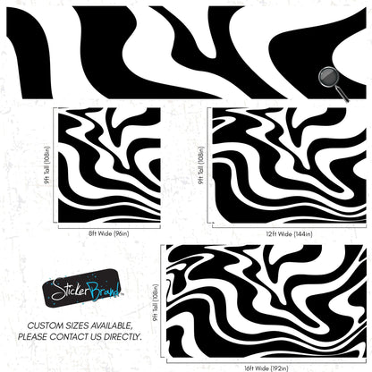 Black Swirly Line Wallpaper. Contemporary Art Decor. Modern Aesthetic. #6679