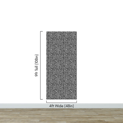 Abstract Maze Black and White Wallpaper Mural. #6739