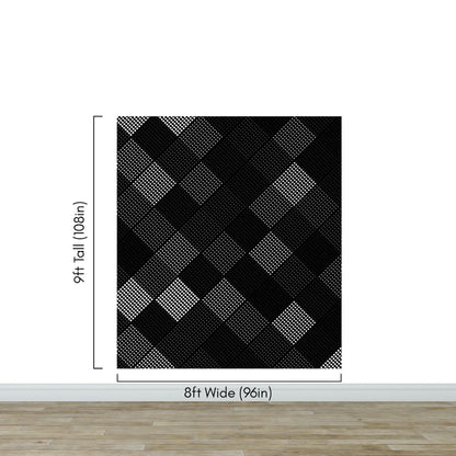 Modern Black and White Polka Dot Peel and Stick Wall Mural. #6964