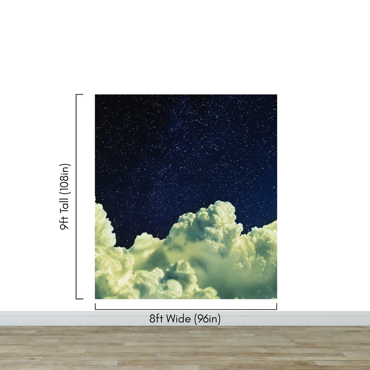 Dreamy Cloudy Night Among the Stars Wall Mural. Abstract Night Sky, Stars and Clouds. Peel and Stick Wallpaper. #6300