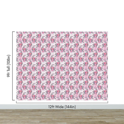 Pink Mermaid Wall Mural. Magical Cute Mermaid and Seahorse in Ocean Peel and Stick Wallpaper. #6371