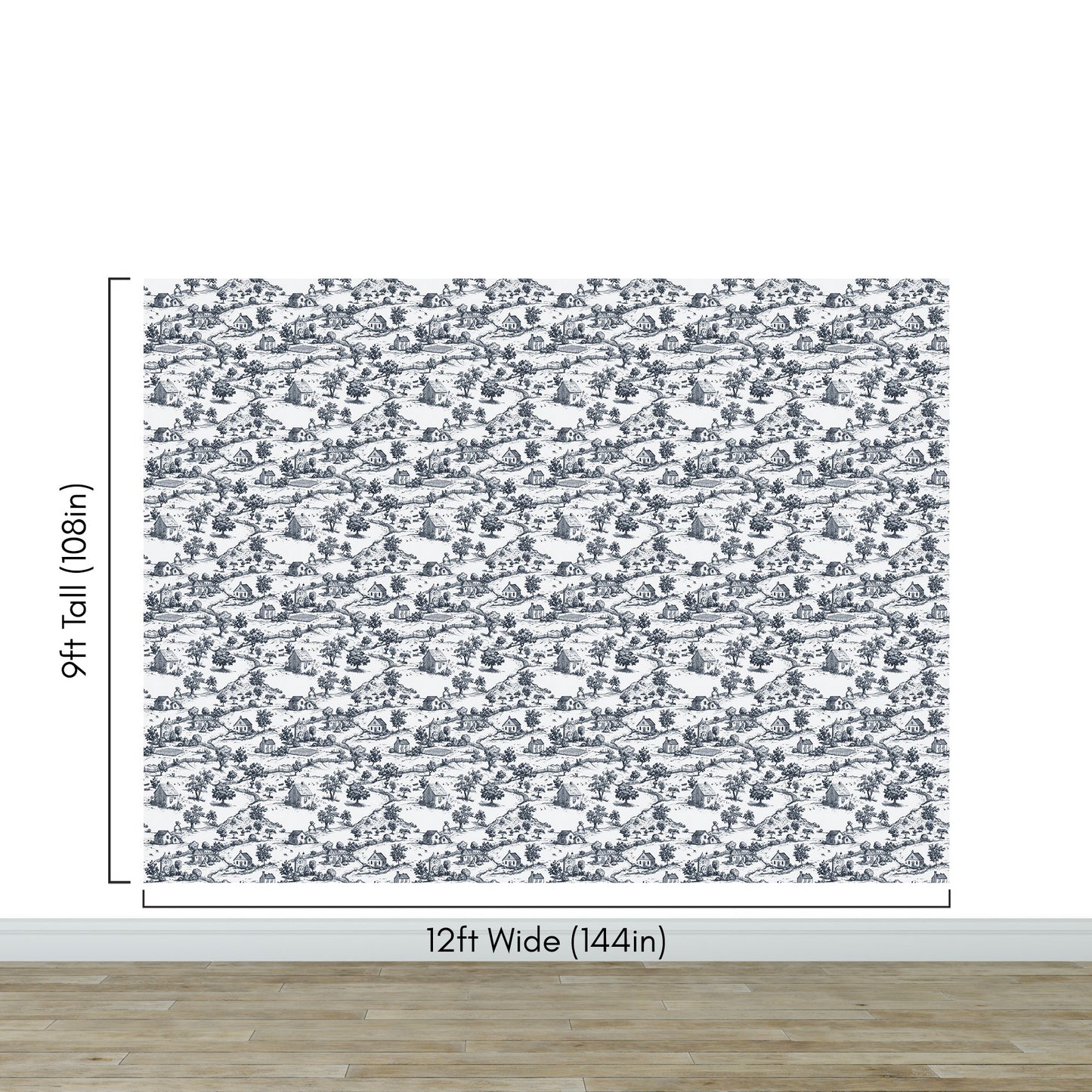 Rustic Wallpaper Peel and Stick Wall Mural. Countryside Motif Wall Decor. #6729