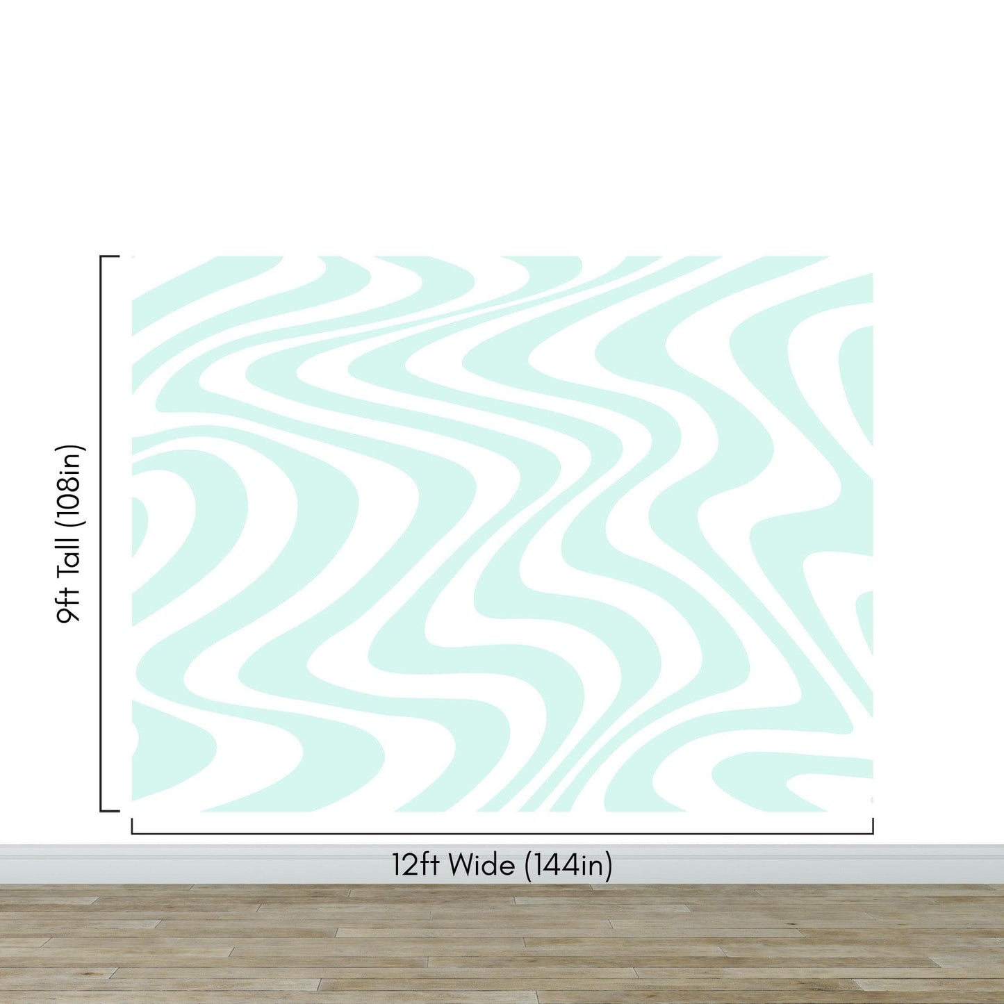 Mint Color Swirly Lines Abstract Wallpaper Mural. #6689
