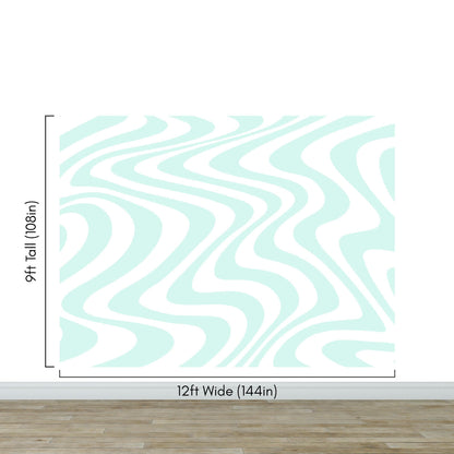 Mint Color Swirly Lines Abstract Wallpaper Mural. #6689
