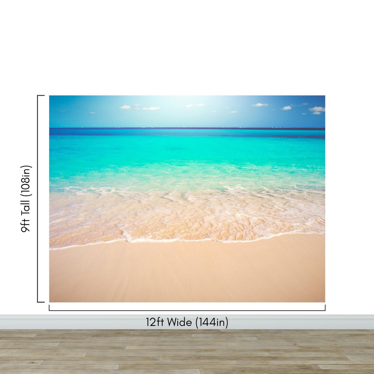 Tropical White Sand Paradise Beach Ocean Wave Scenery Wall Mural. #6201
