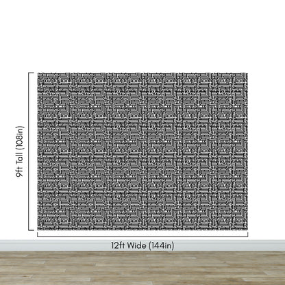Abstract Maze Black and White Wallpaper Mural. #6739
