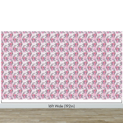 Pink Mermaid Wall Mural. Magical Cute Mermaid and Seahorse in Ocean Peel and Stick Wallpaper. #6371