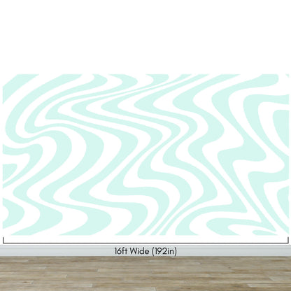 Mint Color Swirly Lines Abstract Wallpaper Mural. #6689