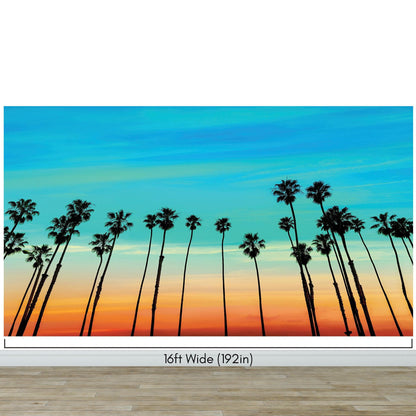 California SoCal Tropical Sunset Palm Trees Large Wall Mural. #6139