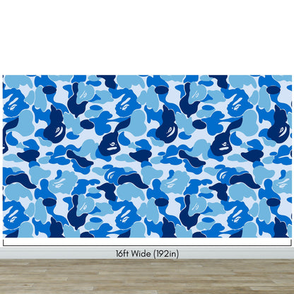Bape Camo Wallpaper Mural. Blue Camo Streetwear Hype Beast Aesthetics. #7027