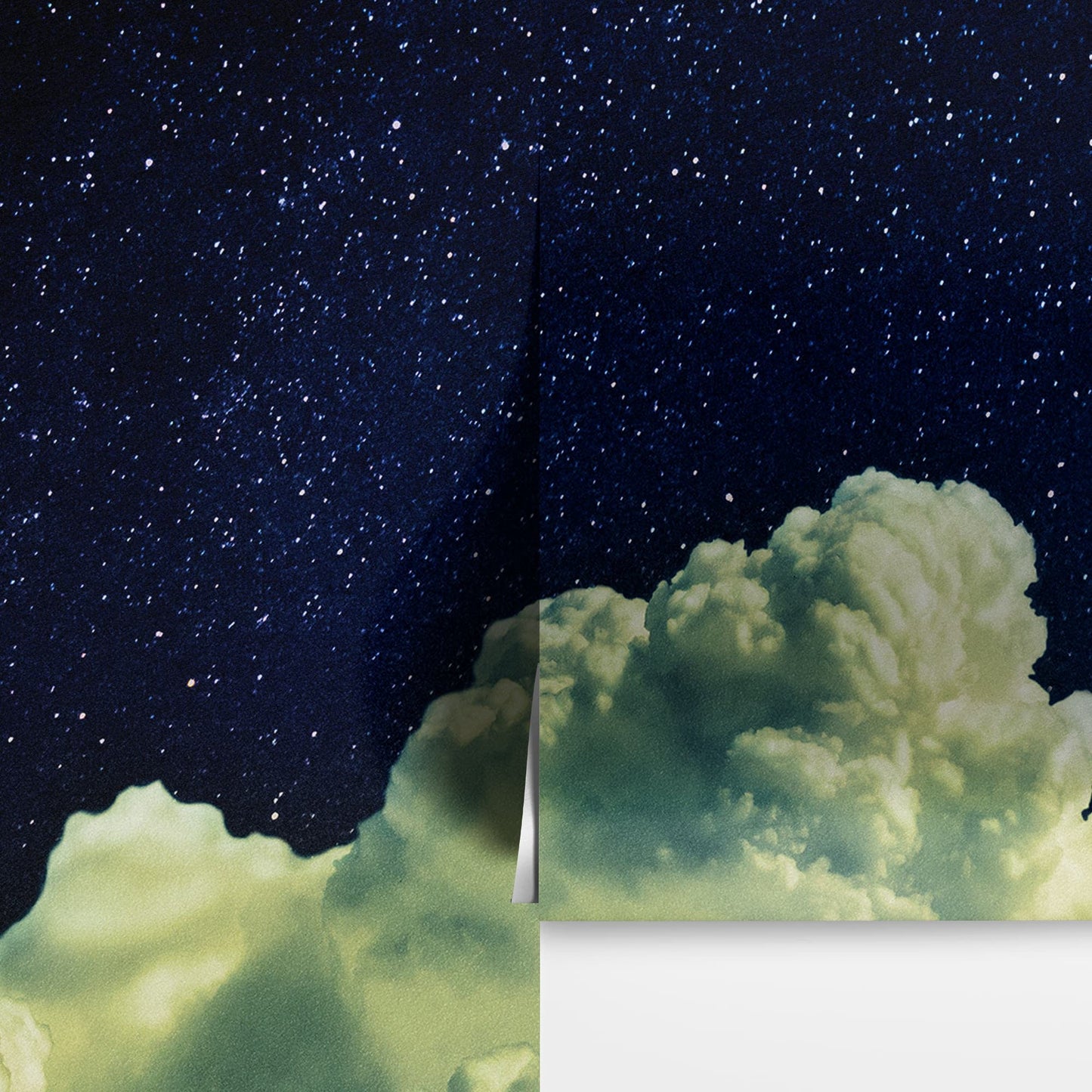 Dreamy Cloudy Night Among the Stars Wall Mural. Abstract Night Sky, Stars and Clouds. Peel and Stick Wallpaper. #6300