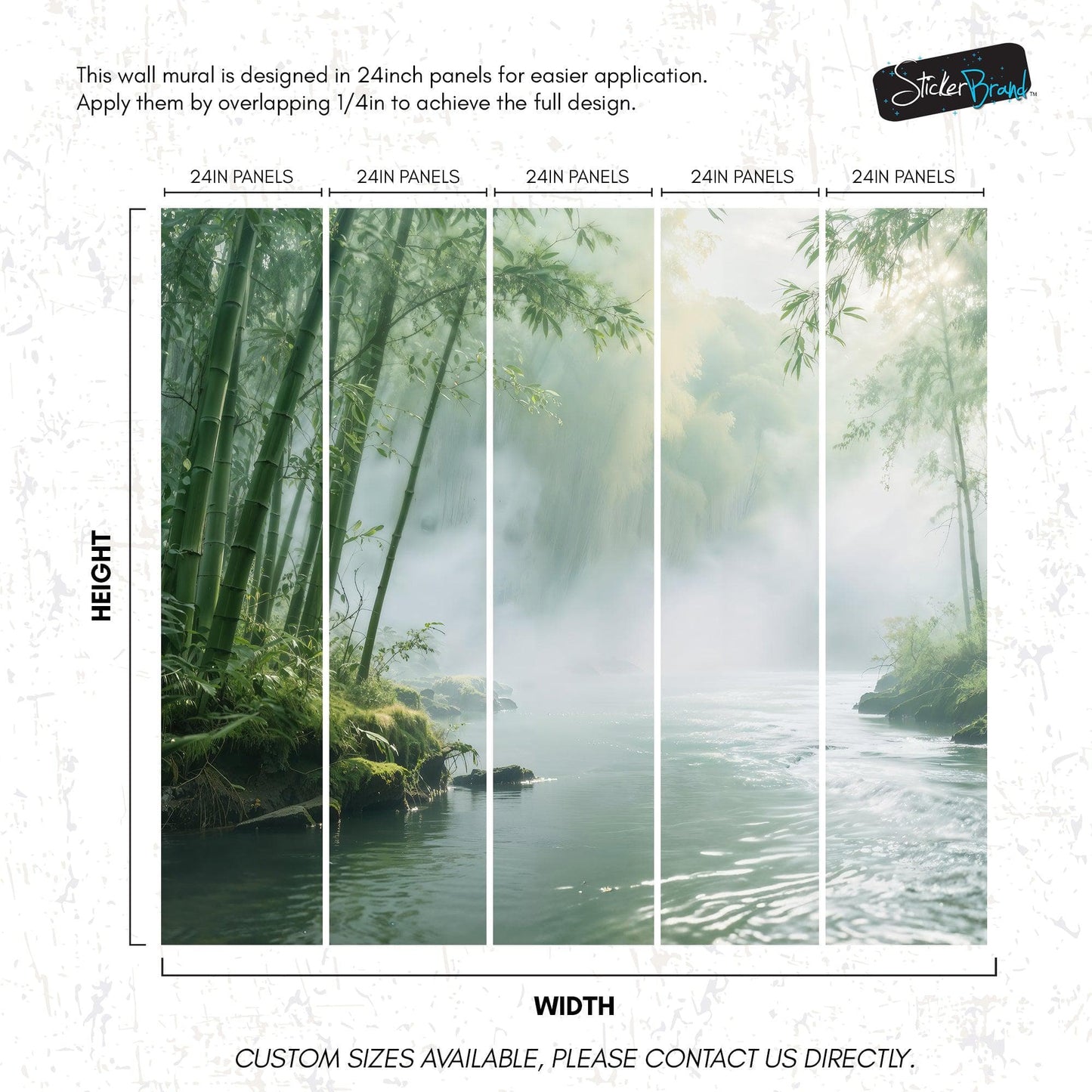 Foggy Bamboo Forest River Wallpaper Mural. #6986