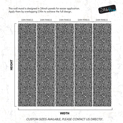 Abstract Maze Black and White Wallpaper Mural. #6739