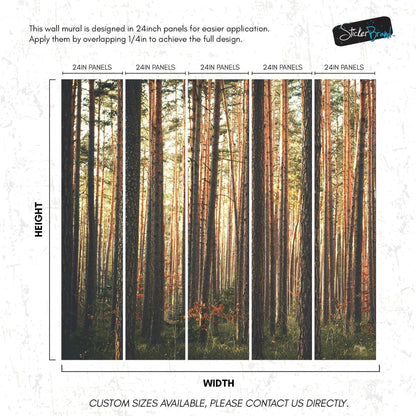 Forest Wallpaper Mural. Woodland Country Theme / Farmhouse Wall Decor. #6777