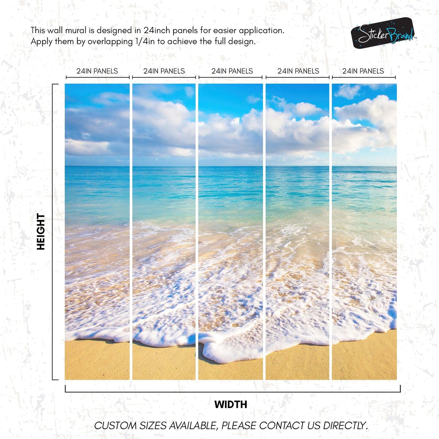 Ocean Beach Shore Wallpaper Mural. Tropical Theme Wall Decor. #6770